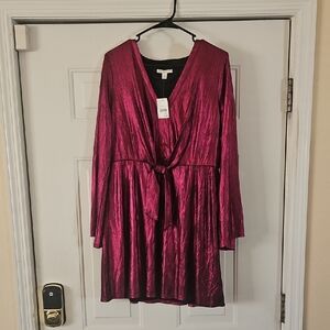 Cato Metallic Burgundy Dress